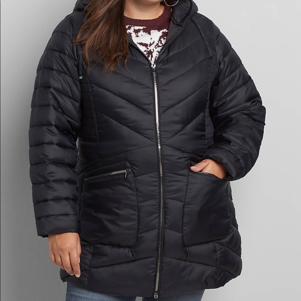 Black Lane Bryant Packable Puffer Jacket 18/20 NWT